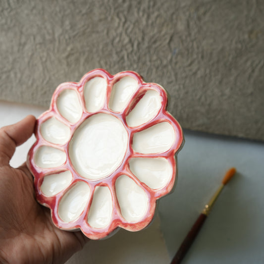 Daisy flower large ceramic palette - Pink walls