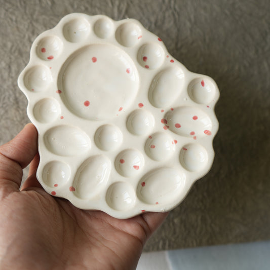 Bubble Ceramic Palette - Glossy White deisgn with Pink speckles