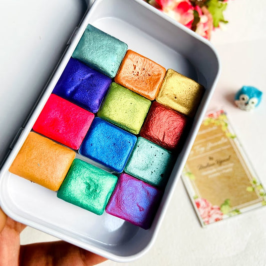"Bijoux" Palette - Set of 12 Metallic Half pans