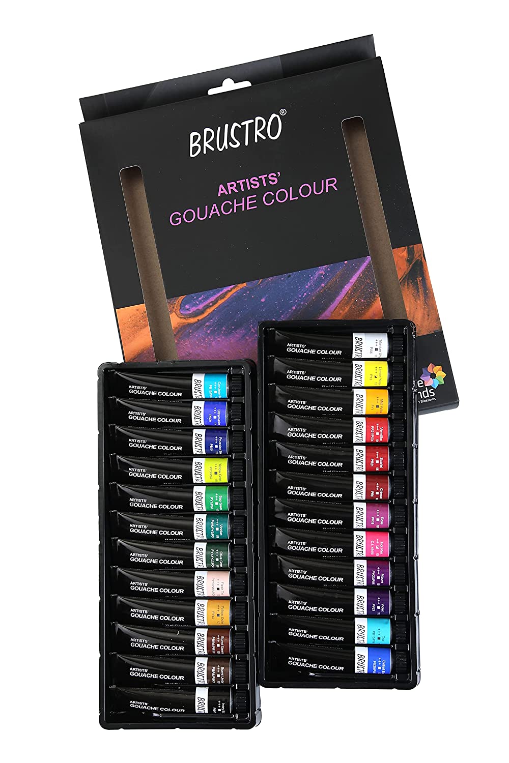 Brustro Artists Gouache Colour Set of 24 Colours X 12ML Tubes.