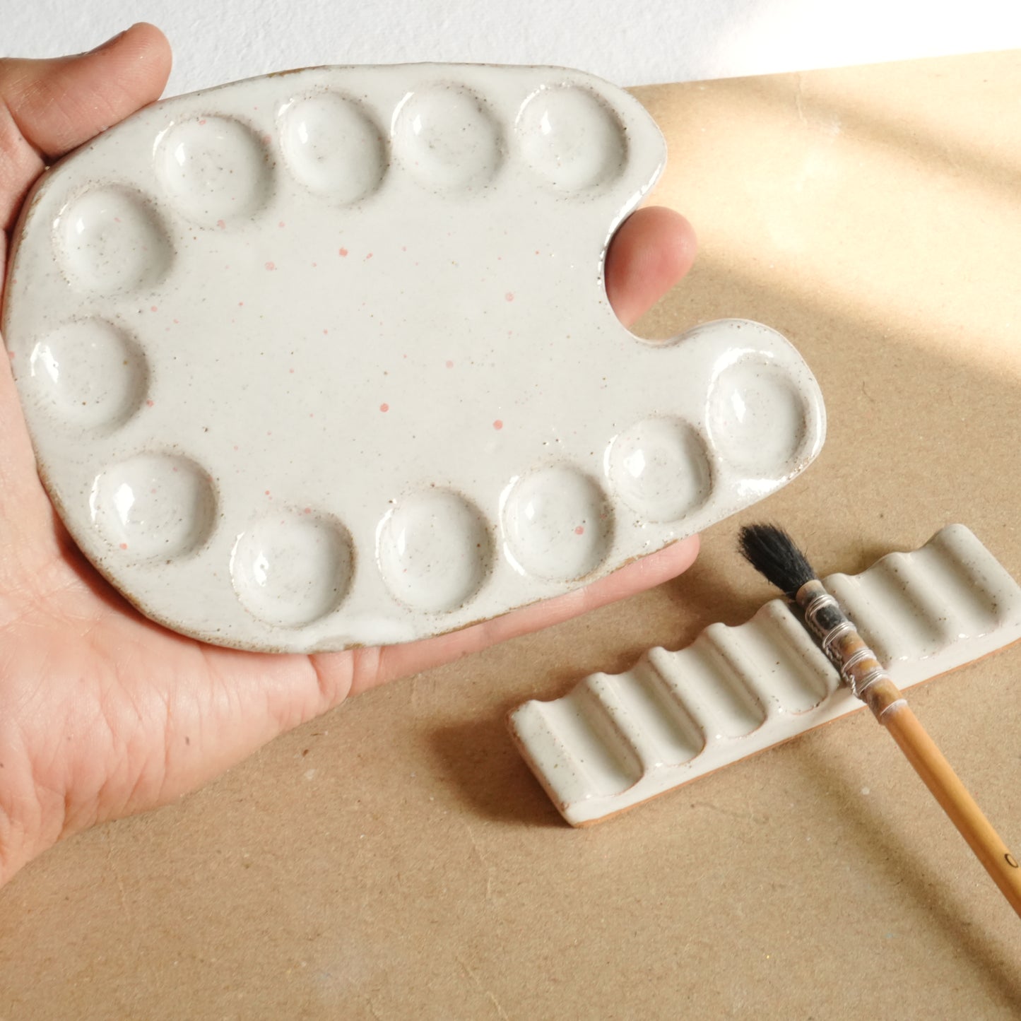 Handmade Ceramic Palette - Speckled finish, Artist gifts, Made in India
