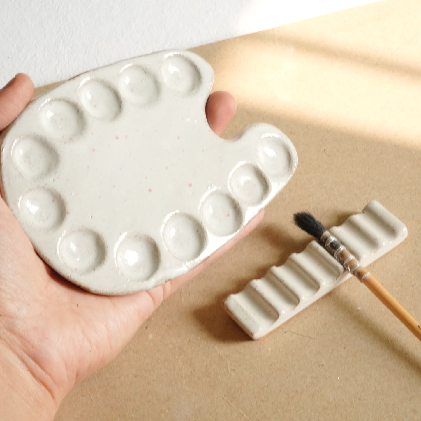 Handmade Ceramic Palette - Speckled finish, Artist gifts, Made in India
