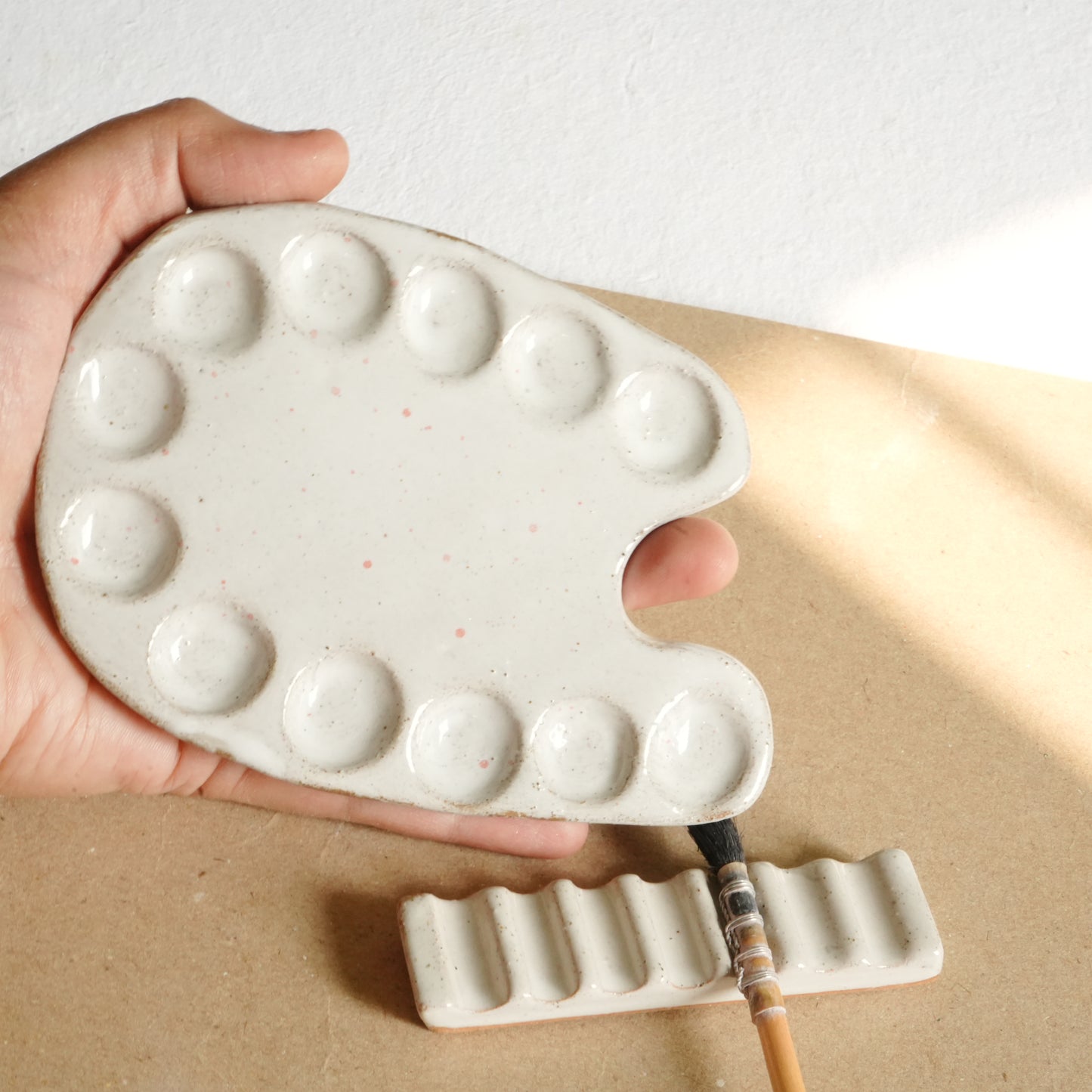 Handmade Ceramic Palette - Speckled finish, Artist gifts, Made in India