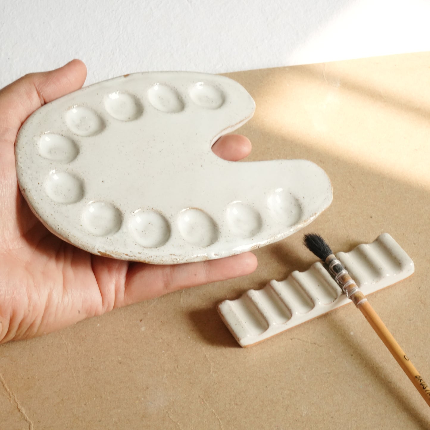 Handmade Ceramic Palette - Speckled finish, Artist gifts, Made in India
