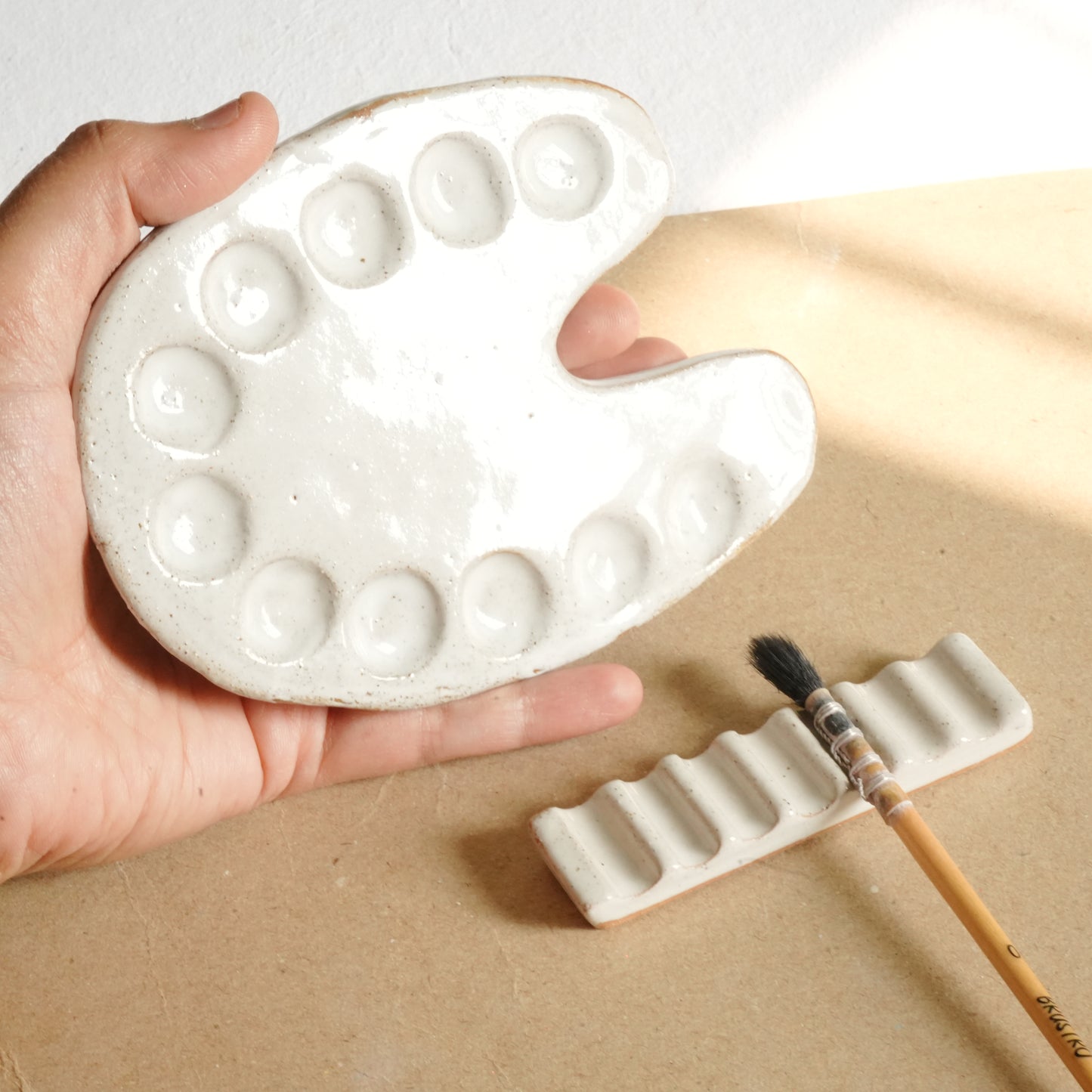 Handmade Ceramic Palette - Speckled finish, Artist gifts, Made in India