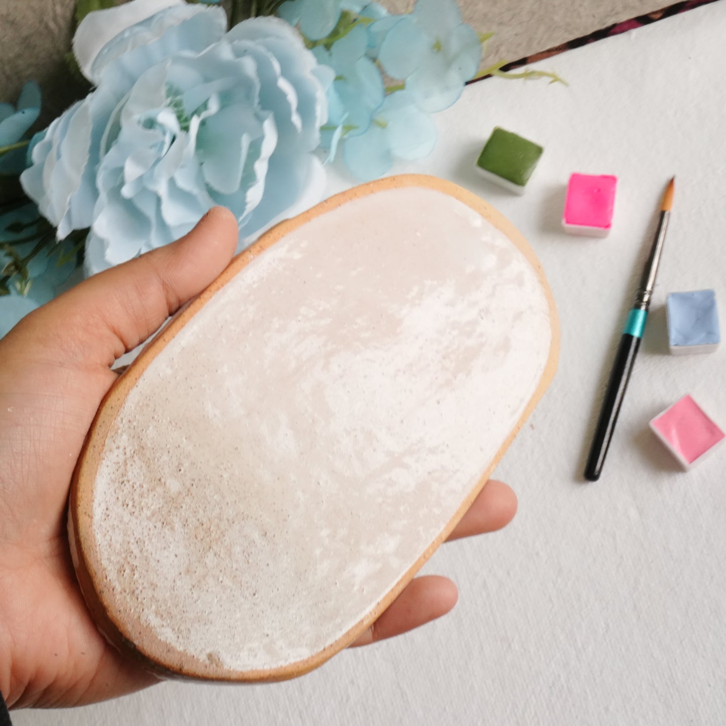 Floral Impressions Ceramic Palette - Speckled finish, Artist gifts, Made in India