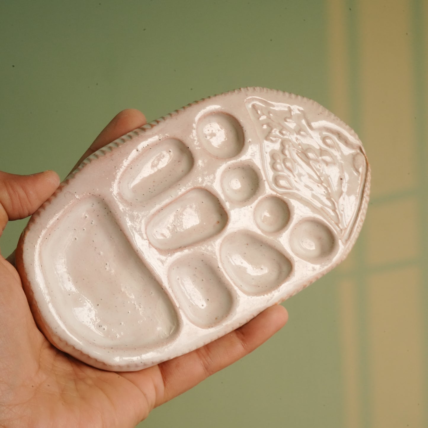 Floral Impressions Ceramic Palette - Speckled finish, Artist gifts, Made in India