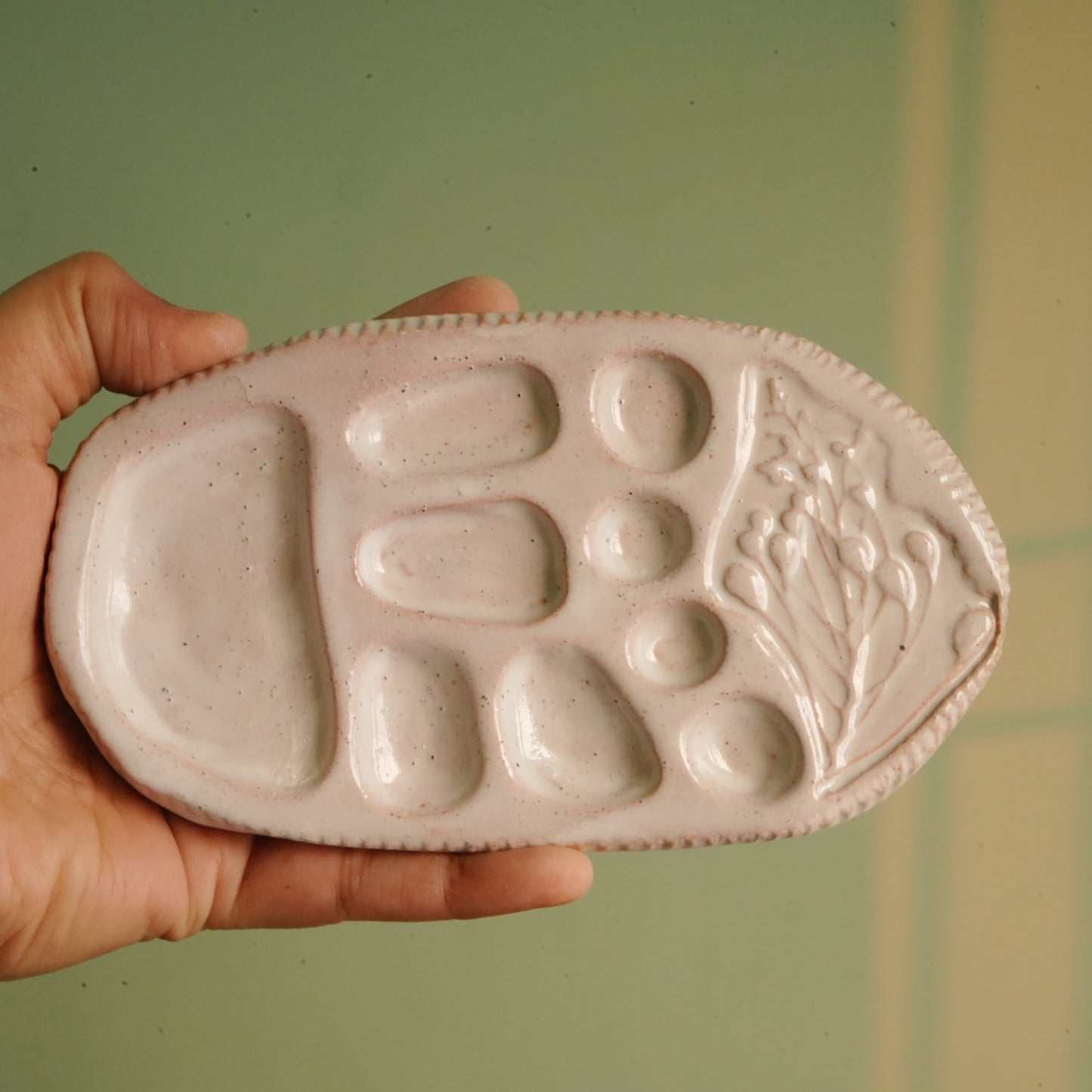 Floral Impressions Ceramic Palette - Speckled finish, Artist gifts, Made in India